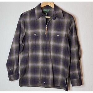Ralph Lauren Flannel Jacket Sz S Purple‎ Plaid Lightweight Shacket Grunge Preppy